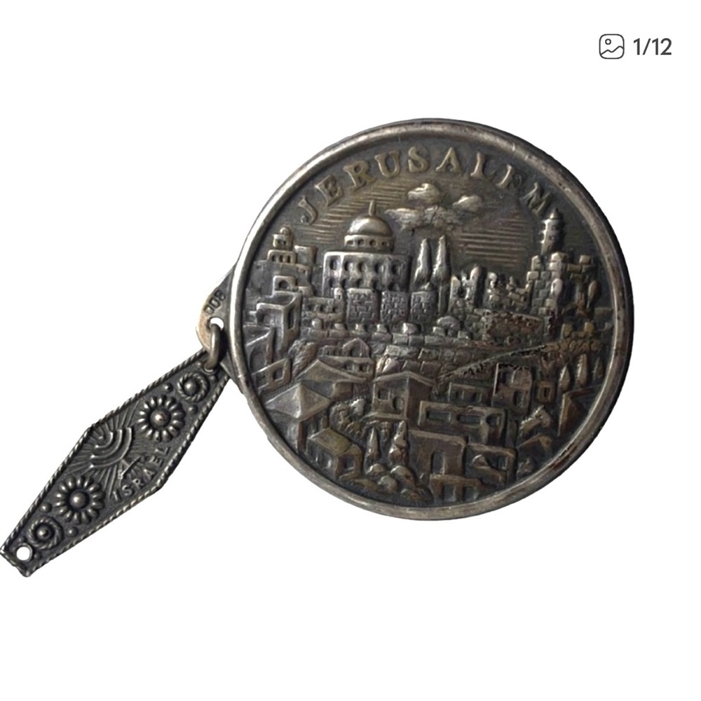Sterling Silver Pin Clip Vintage Jerusalem